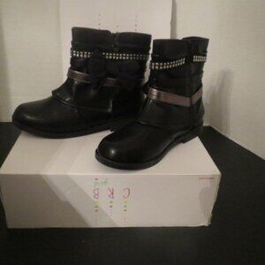 CRB Young Girl Kiki Black Ankle Boots Size 4M - NIB
